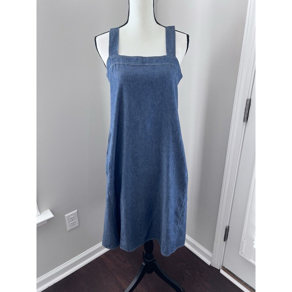 NWT Eileen Fisher Denim Dress Lightweight  Square Neck Size XXS